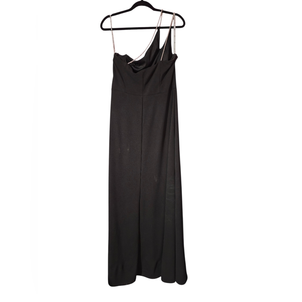 David’s Bridal DB Studio Black Rhinestone Strap One Shoulder Formal Gown 14